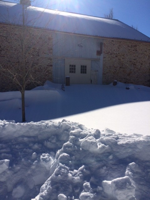 barn with snow