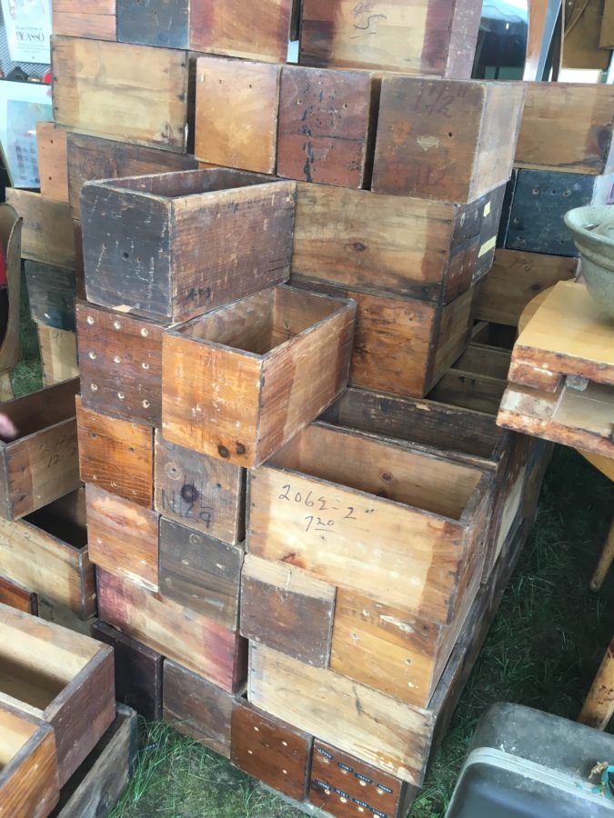 vintage crates, The Life's Patina team visits the Brimfield Antique Show