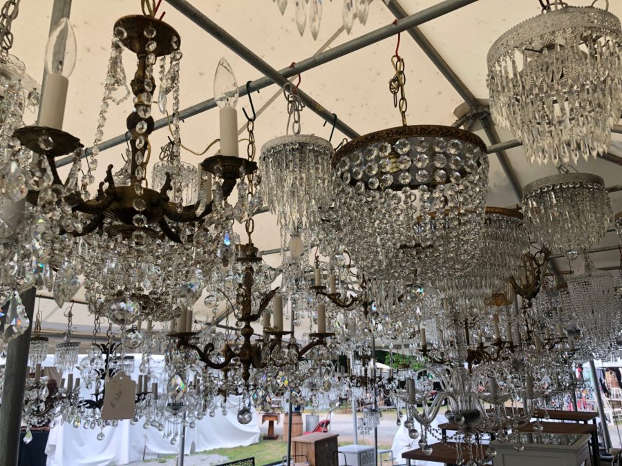 Antique chandeliers, The Life's Patina team visits the Brimfield Antique Show